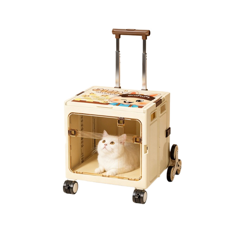Carrier pliabil pentru animale, transparent, cu mâner telescopic, capacitate mare, potrivit pentru pisici și câini