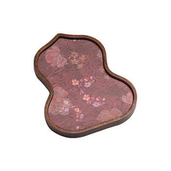 Jubilee Magnesium Walnut Tăviță din lemn masiv de nuc, pentru ceainic, stil vintage chinezesc, măiestrie manuală, suprafață impermeabilă pentru ceai cu pernă izolatoare termică