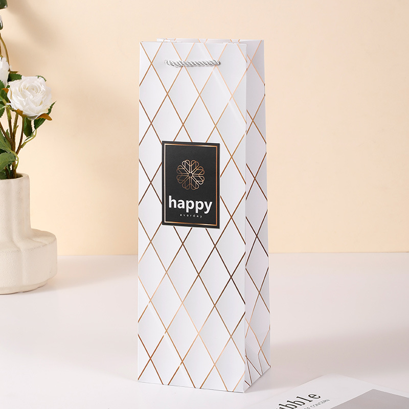 Cutie cadou din carton alb pentru vin roșu, cutie portabilă