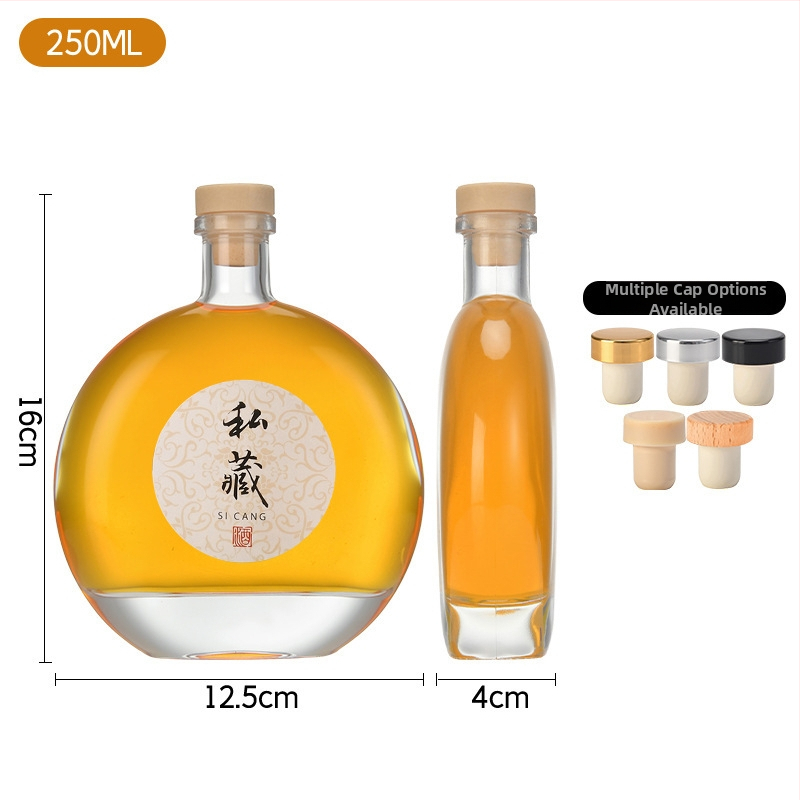 Staklene boce za voćna vina i napitke, 500 ml i 250 ml, plosnatog okruglog oblika boce za ledeno vino