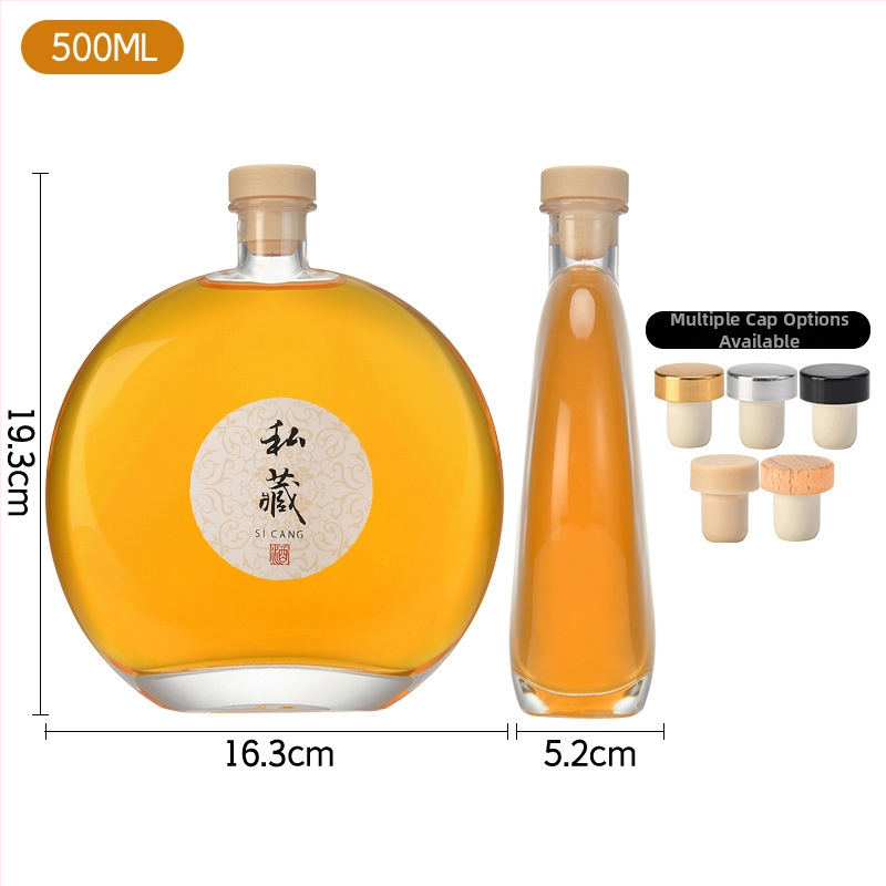 Staklene boce za voćna vina i napitke, 500 ml i 250 ml, plosnatog okruglog oblika boce za ledeno vino