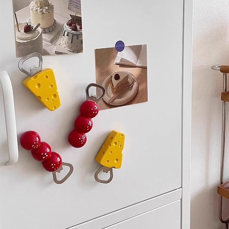 Deschizător magnetic pentru frigider cu design dovleac-brânză, drăguț și creativ
