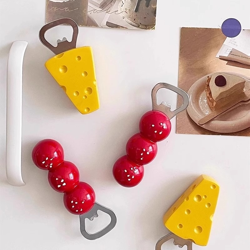 Deschizător magnetic pentru frigider cu design dovleac-brânză, drăguț și creativ