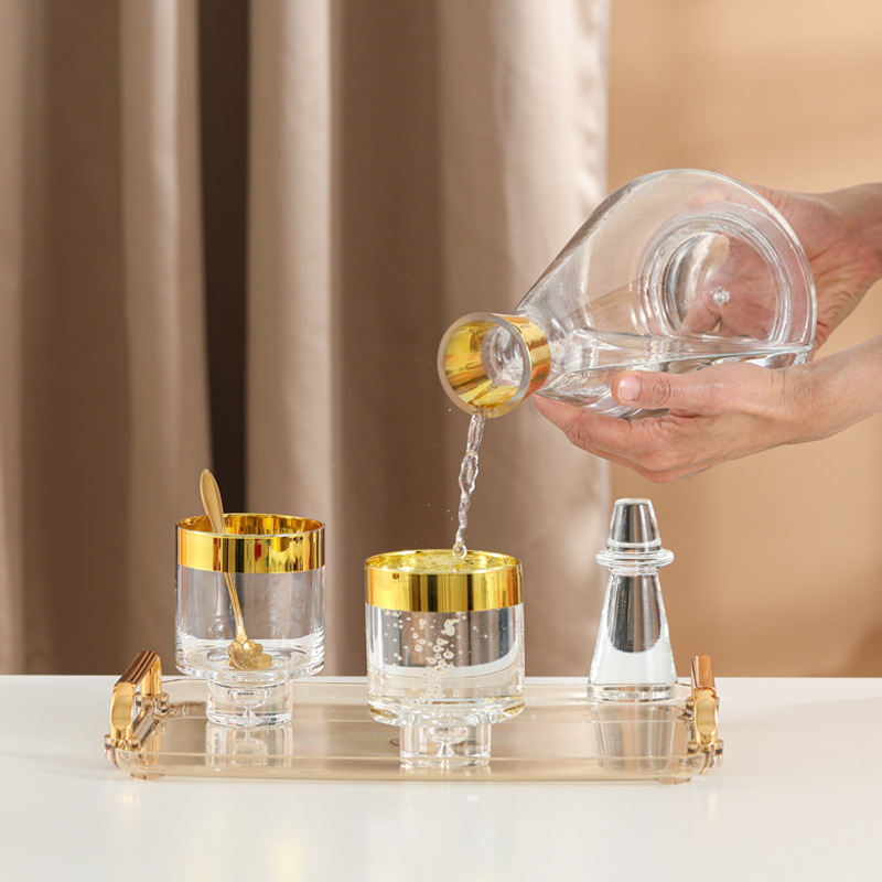 Decorațiune de casă în stil italian modern — set din cristal pentru apă și vin, fabricat manual, lux discret, retro