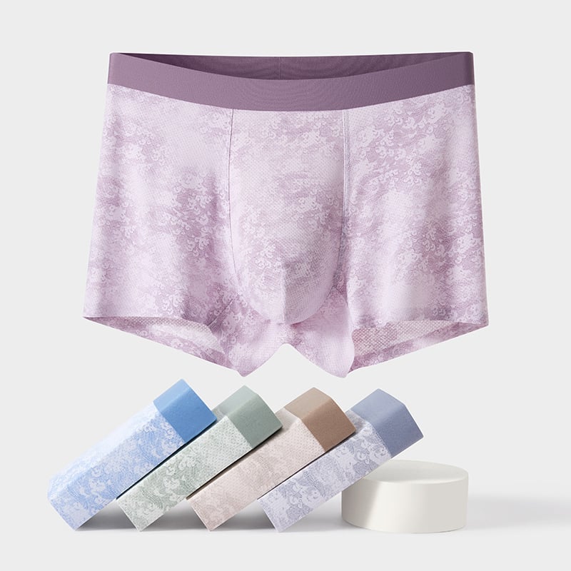 2025 Varrás nélküli férfi jégselyem alsónemű antibakteriális ágyékhálós rész, lélegző boxer brief, XL méret, vékony stílus