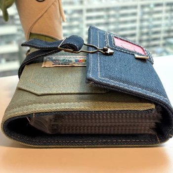 Album de carduri din denim A7 vintage, design unic, pagini detașabile, pentru depozitarea cardurilor de 3 inch și a fotografiilor Polaroid