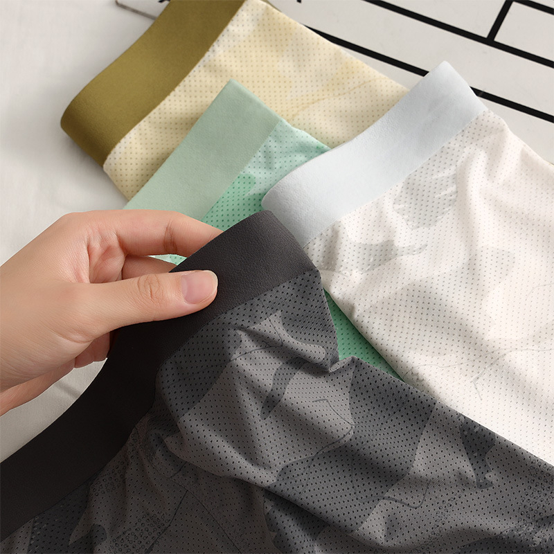 Muške bokserice s maskiranim uzorkom, prozračna mrežasta tkanina od ice-silk, srednji struk, lagane za ljeto