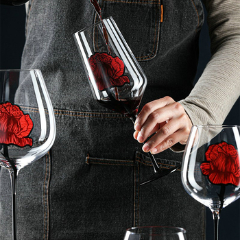 Set de pahare de vin roșu din cristal, pentru cuplu, cu motiv gravat de trandafir, stil european, 601–700 ml
