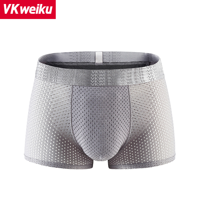 Muške bokserice od mrežaste tkanine Ice Silk, srednji pojas, jednobojne, lagane za ljeto