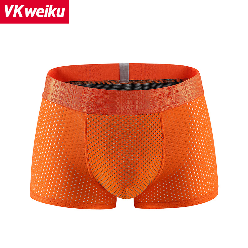Muške bokserice od mrežaste tkanine Ice Silk, srednji pojas, jednobojne, lagane za ljeto
