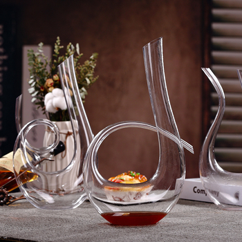 Decantator din cristal pentru vin roșu, formă în U, design harpă, transparent, pentru hoteluri și restaurante