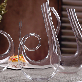 Decantator din cristal pentru vin roșu, formă în U, design harpă, transparent, pentru hoteluri și restaurante