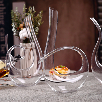 Decantator din cristal pentru vin roșu, formă în U, design harpă, transparent, pentru hoteluri și restaurante