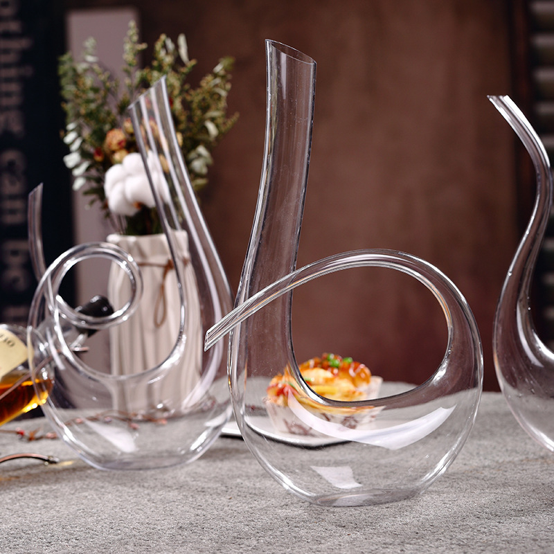 Decantator din cristal pentru vin roșu, formă în U, design harpă, transparent, pentru hoteluri și restaurante