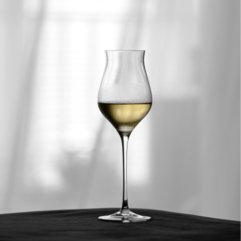 Pahar de vin în formă de lalea, cristal fără plumb — set cu pahare pentru alb, șampanie, roșu și aromă, lucrat manual