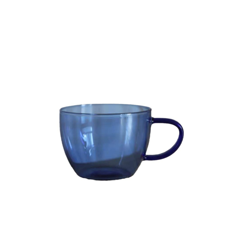 Pahă colorat de sticlă cu mâner, stil INS, rezistent la temperaturi înalte, sticlă borosilicată, design modern minimalist, mare capacitate, pentru uz casnic, cafea sau vin