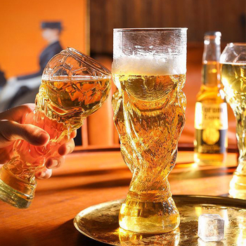 Pahar de bere din sticlă borosilicată de înaltă rezistență, capacitate mare, Cupa Hercule, temă Cupa Mondială la fotbal