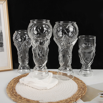 Pahar de bere din sticlă borosilicată de înaltă rezistență, capacitate mare, Cupa Hercule, temă Cupa Mondială la fotbal