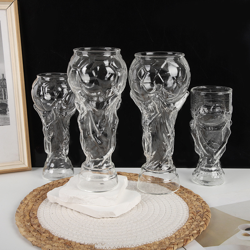 Pahar de bere din sticlă borosilicată de înaltă rezistență, capacitate mare, Cupa Hercule, temă Cupa Mondială la fotbal