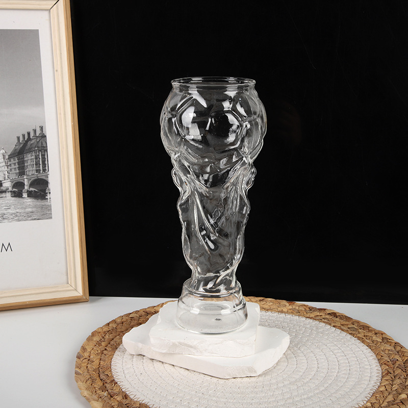 Pahar de bere din sticlă borosilicată de înaltă rezistență, capacitate mare, Cupa Hercule, temă Cupa Mondială la fotbal