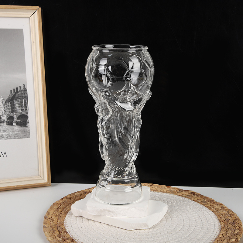 Pahar de bere din sticlă borosilicată de înaltă rezistență, capacitate mare, Cupa Hercule, temă Cupa Mondială la fotbal
