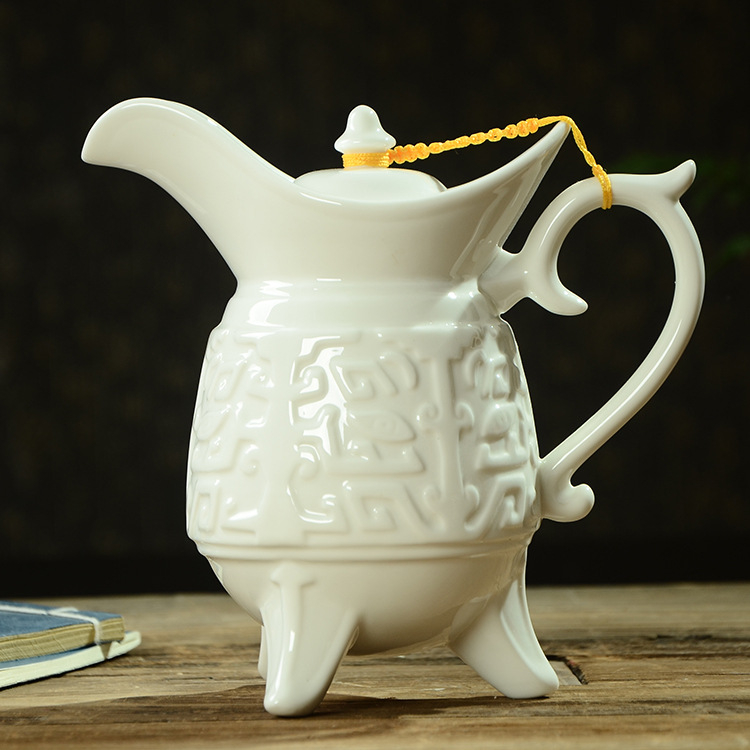Set ceramic în stil antic pentru băuturi, cu recipient de alb distilat și recipient de vin galben, capacitate mare, cu pahare