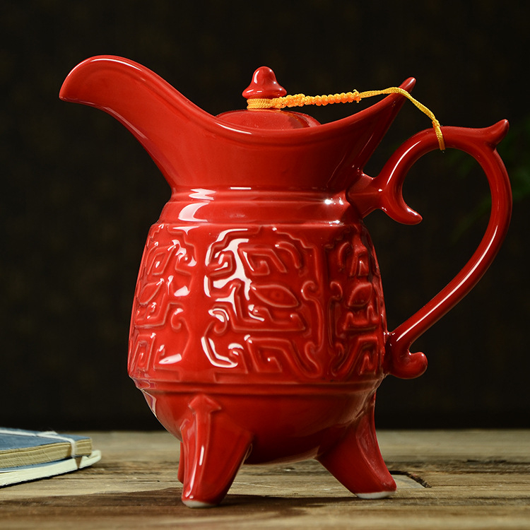 Set ceramic în stil antic pentru băuturi, cu recipient de alb distilat și recipient de vin galben, capacitate mare, cu pahare