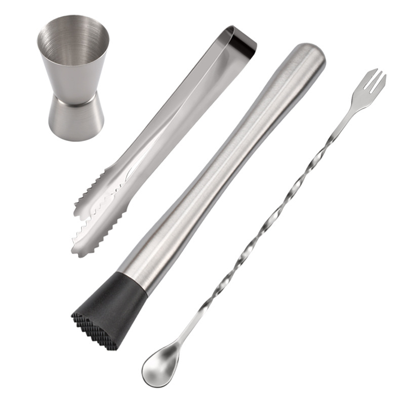 Set de 4 piese pentru cocktailuri din oțel inoxidabil, unelte de bar