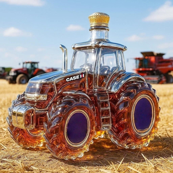 Sticlă de whisky John Deere cu tractor, decanter din sticlă, 301–400 ml, stil minimalist modern