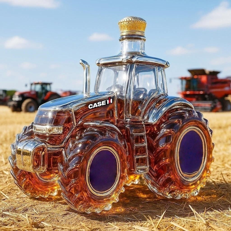Sticlă de whisky John Deere cu tractor, decanter din sticlă, 301–400 ml, stil minimalist modern