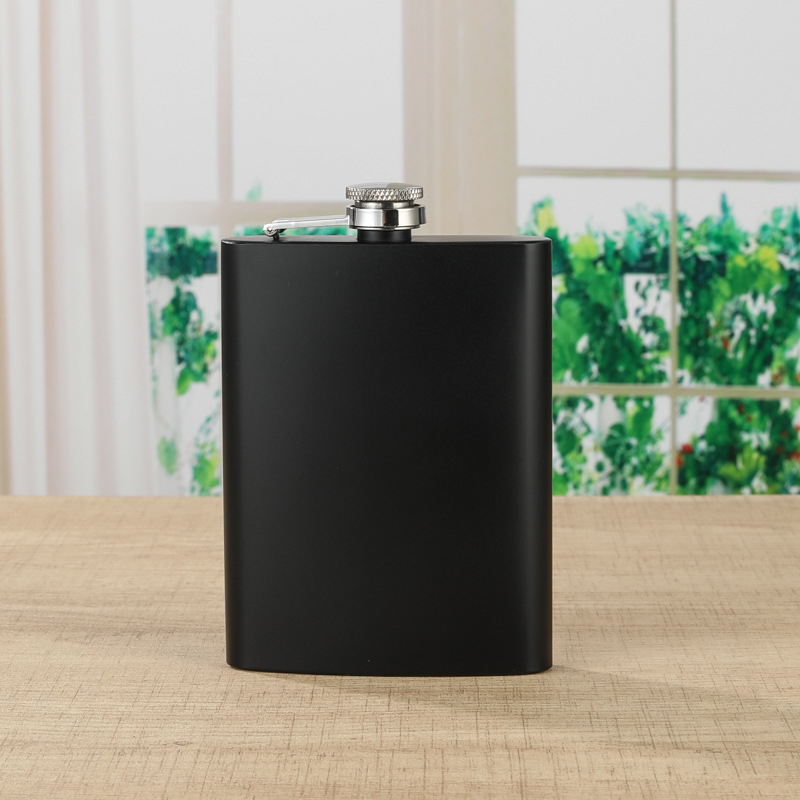 Flacon de buzunar din oțel inoxidabil 316, finis negru, portabil, 8 oz, pentru exterior