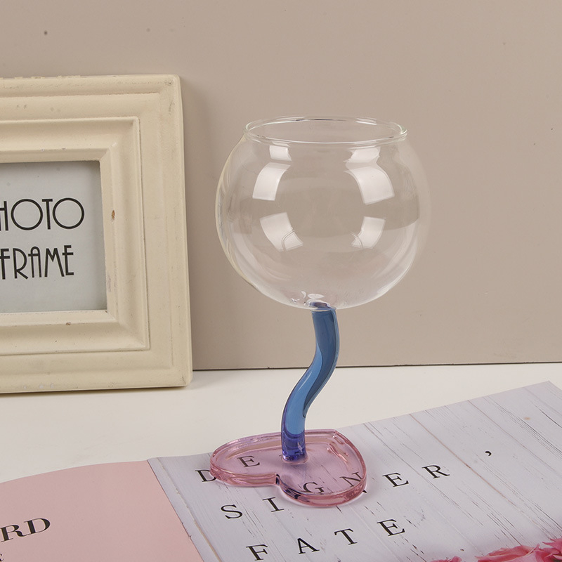 Pahar înalt pentru vin roșu, formă de inimă, sticlă din borosilicat, stil luxos ușor, capacitate 401–500 ml