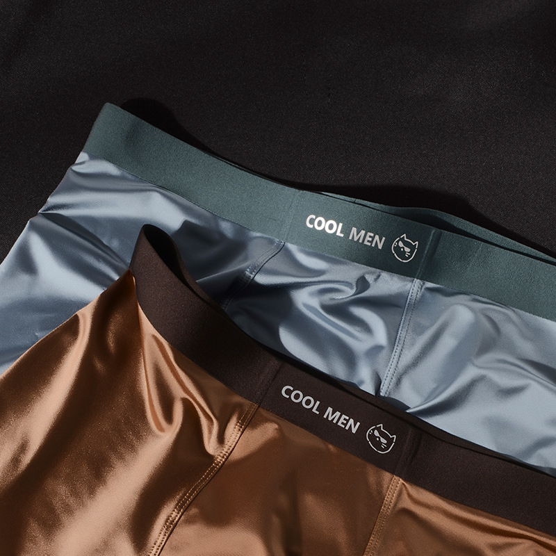 Nova muška donja od Ice Silk, luksuzan satin, boxer briefs s antibakterijskom podstavom od Mulberry svile, mladenački stil
