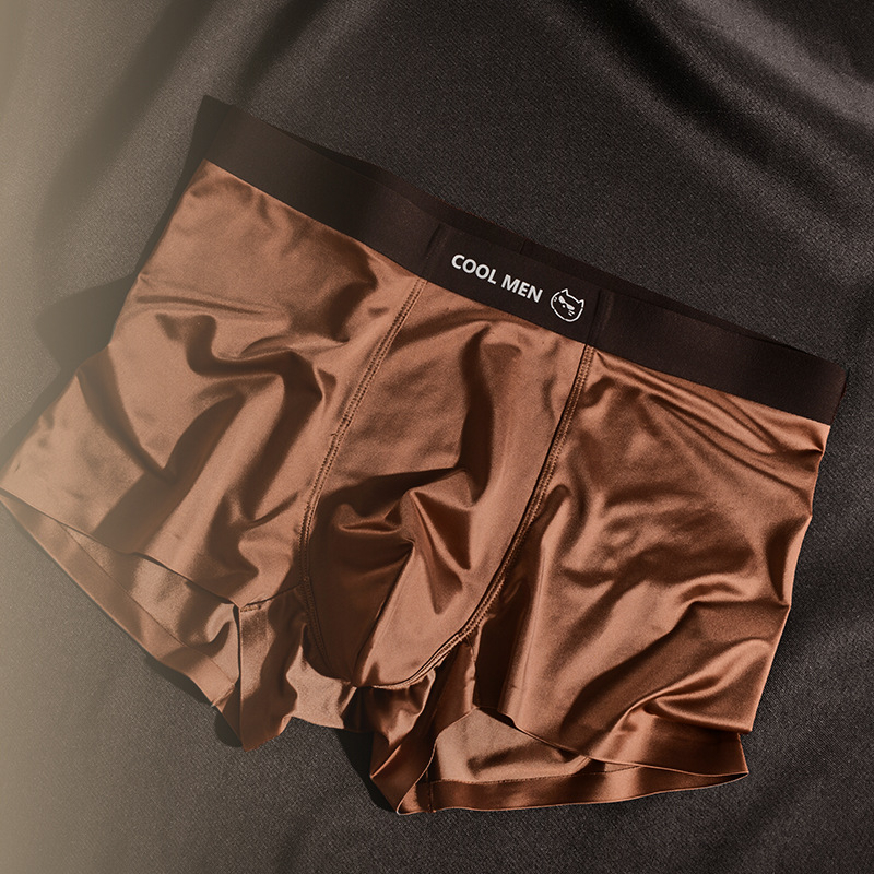 Nova muška donja od Ice Silk, luksuzan satin, boxer briefs s antibakterijskom podstavom od Mulberry svile, mladenački stil