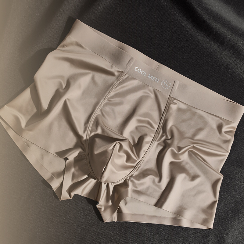 Nova muška donja od Ice Silk, luksuzan satin, boxer briefs s antibakterijskom podstavom od Mulberry svile, mladenački stil
