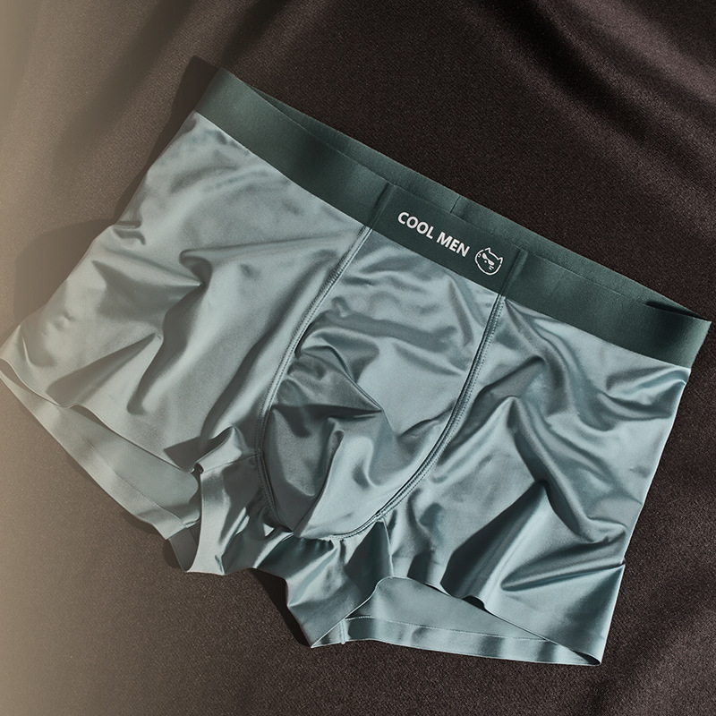 Nova muška donja od Ice Silk, luksuzan satin, boxer briefs s antibakterijskom podstavom od Mulberry svile, mladenački stil