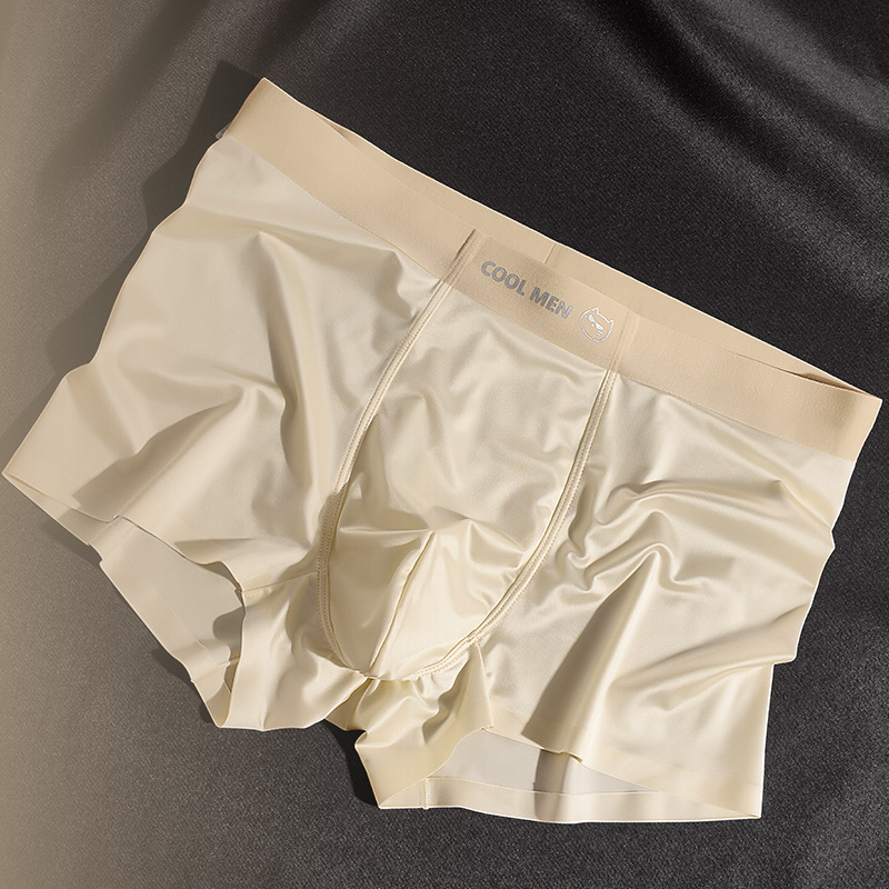 Nova muška donja od Ice Silk, luksuzan satin, boxer briefs s antibakterijskom podstavom od Mulberry svile, mladenački stil