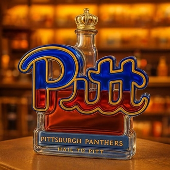 Decantor modern din sticlă pentru whisky, cu formă de sticlă unică și design inspirat de logo