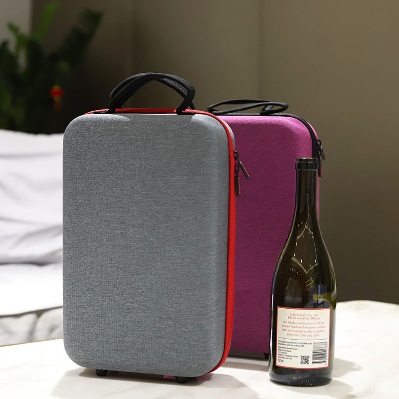 Geantă de transport pentru două sticle de vin roșu, pentru exterior — set cadou premium cu husă de protecție