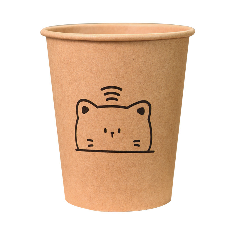Pahare de unică folosință din hârtie kraft, cu grosime pentru uz casnic, pahare elegante pentru oaspeți, conform cu standardele alimentare, capacitate 201–300 ml, acoperire laminată, protecție anti-arsuri