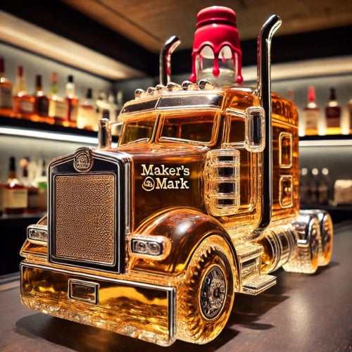 Decantor de whisky din sticlă, în formă de mașină, design clasic, capacitate 301–400 ml