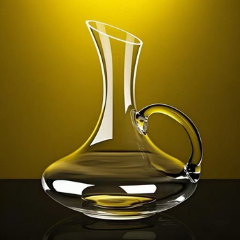 Decantor din sticlă pentru vin roșu, cu mâner, stil modern minimalist, capacitate 1000 ml sau mai mult