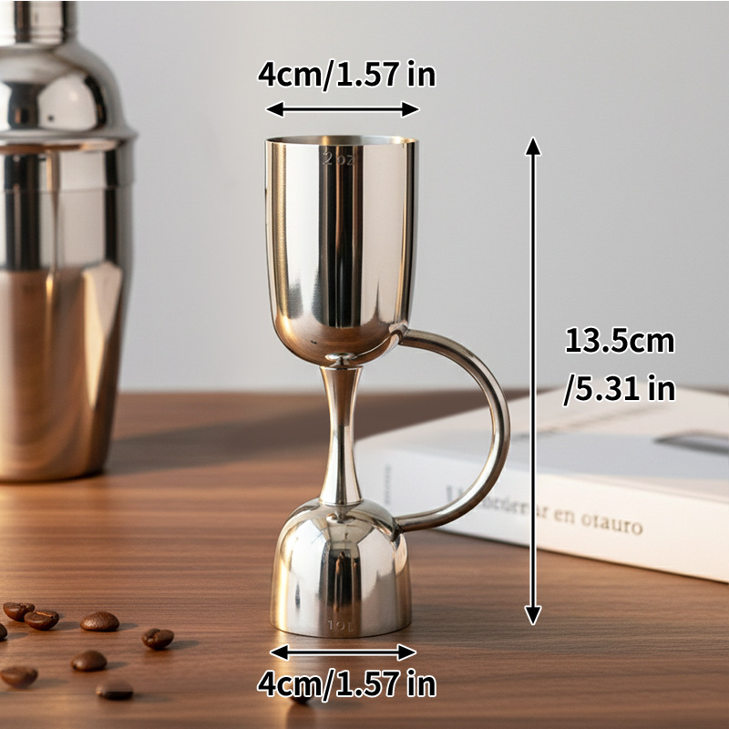 Pahar de măsurare din oțel inoxidabil 304, cu mâner dublu, instrument pentru barmani, dozator de lichior, capacitate 1–100 ml