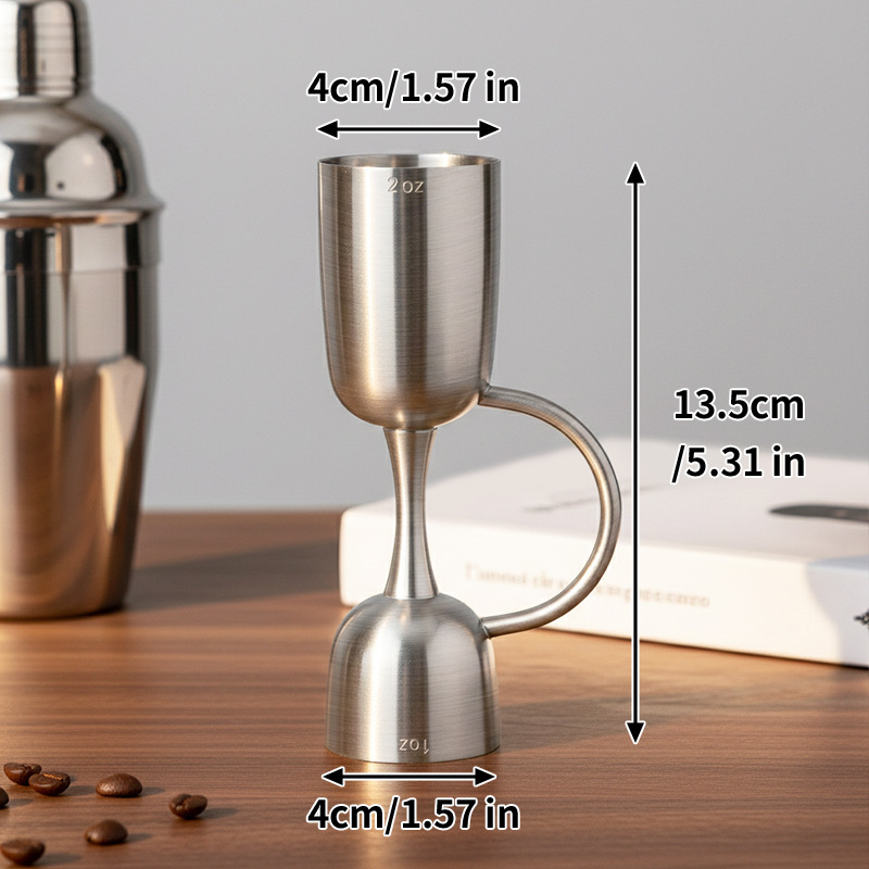 Pahar de măsurare din oțel inoxidabil 304, cu mâner dublu, instrument pentru barmani, dozator de lichior, capacitate 1–100 ml