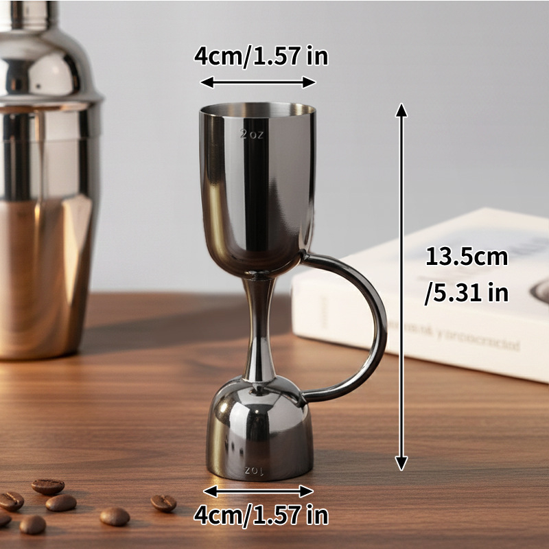 Pahar de măsurare din oțel inoxidabil 304, cu mâner dublu, instrument pentru barmani, dozator de lichior, capacitate 1–100 ml