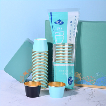 Ceașă de ceai Kung Fu de unică folosință, 60 ml, izolație îngroșată, set de ceai portabil pentru oaspeți, cu foiță de aur
