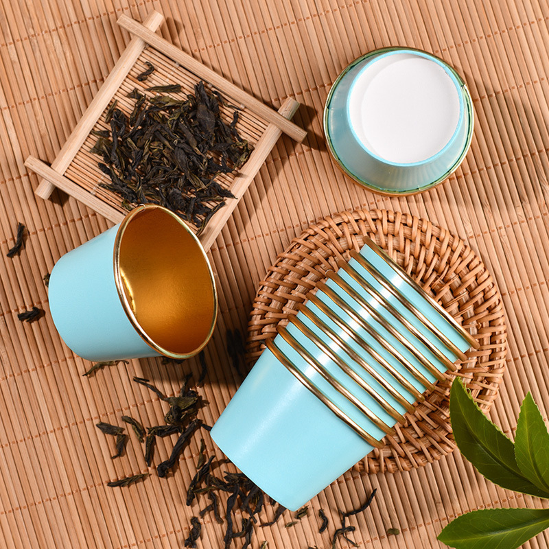 Ceașă de ceai Kung Fu de unică folosință, 60 ml, izolație îngroșată, set de ceai portabil pentru oaspeți, cu foiță de aur