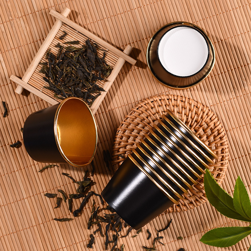 Ceașă de ceai Kung Fu de unică folosință, 60 ml, izolație îngroșată, set de ceai portabil pentru oaspeți, cu foiță de aur
