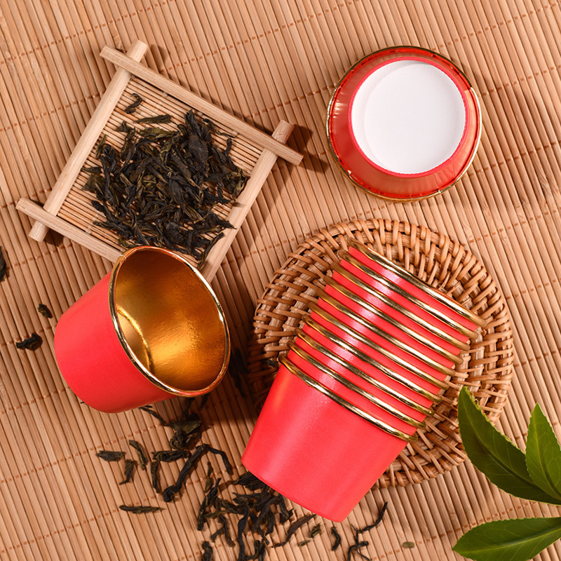 Ceașă de ceai Kung Fu de unică folosință, 60 ml, izolație îngroșată, set de ceai portabil pentru oaspeți, cu foiță de aur