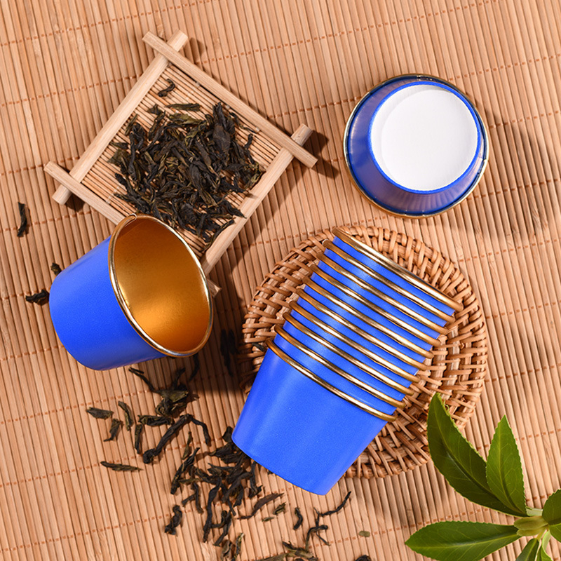 Ceașă de ceai Kung Fu de unică folosință, 60 ml, izolație îngroșată, set de ceai portabil pentru oaspeți, cu foiță de aur